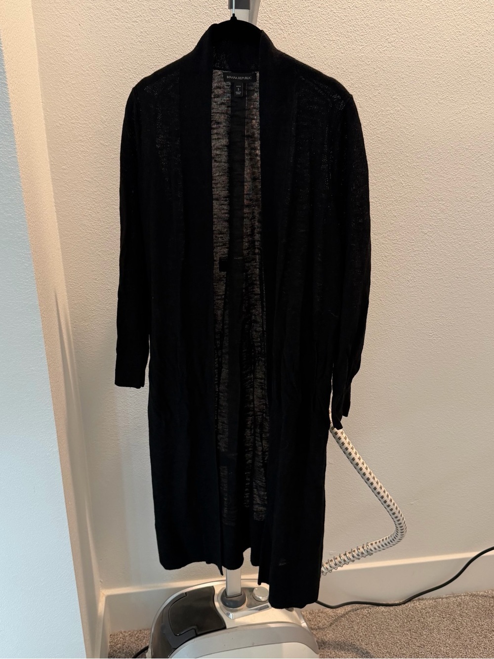 Banana Republic Black Longline Open-Front Cardigan